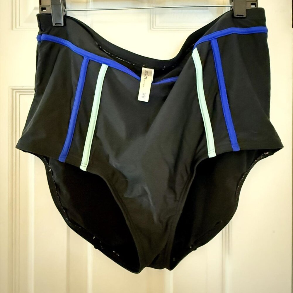 Lane Bryant Swim Bottoms Size 20 Black Blue Turquoise Piping